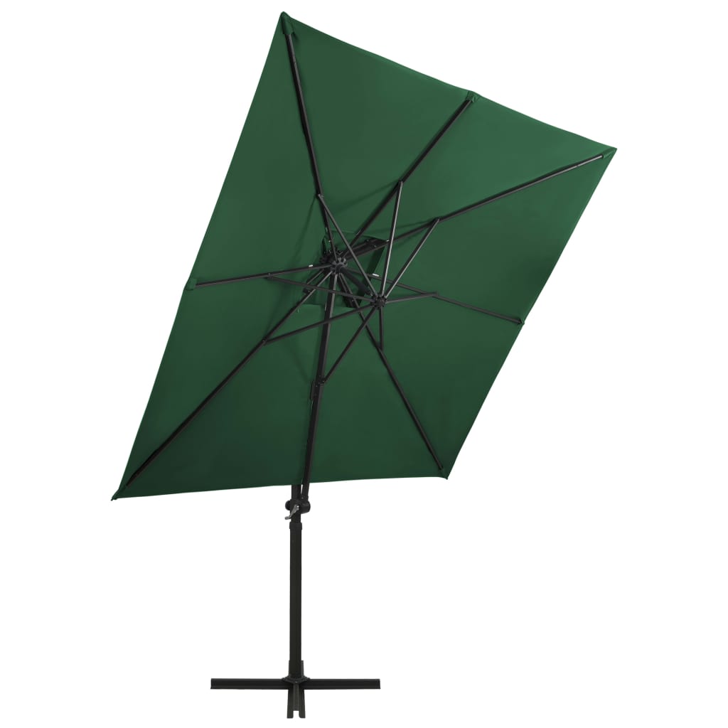 Riippuva aurinkovarjo tuplakatolla 250x250 cm vihreä - Sisustajankoti.fi