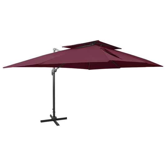 Riippuva aurinkovarjo tuplakatolla viininpunainen 400x300 cm - Sisustajankoti.fi