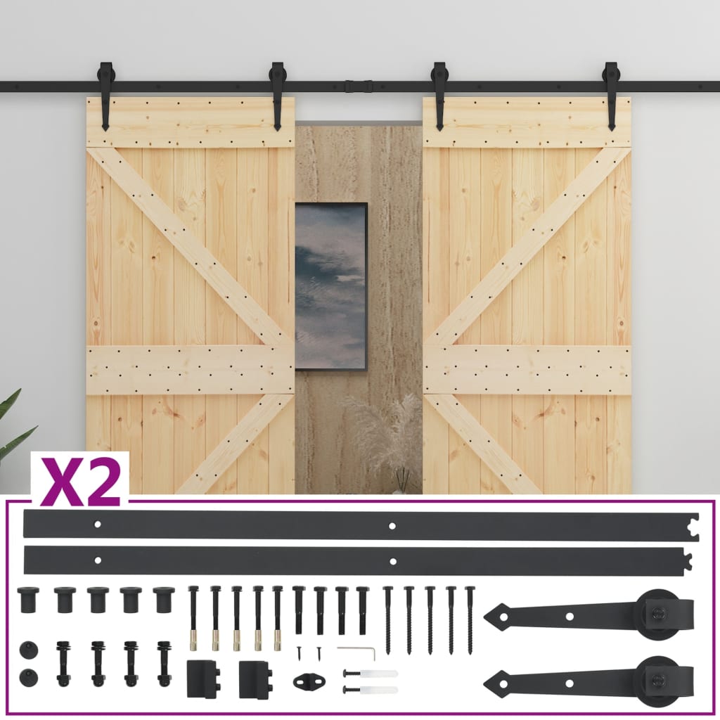 Liukuovi asennustarvikkeineen 90x210 cm täysi mänty - Sisustajankoti.fi