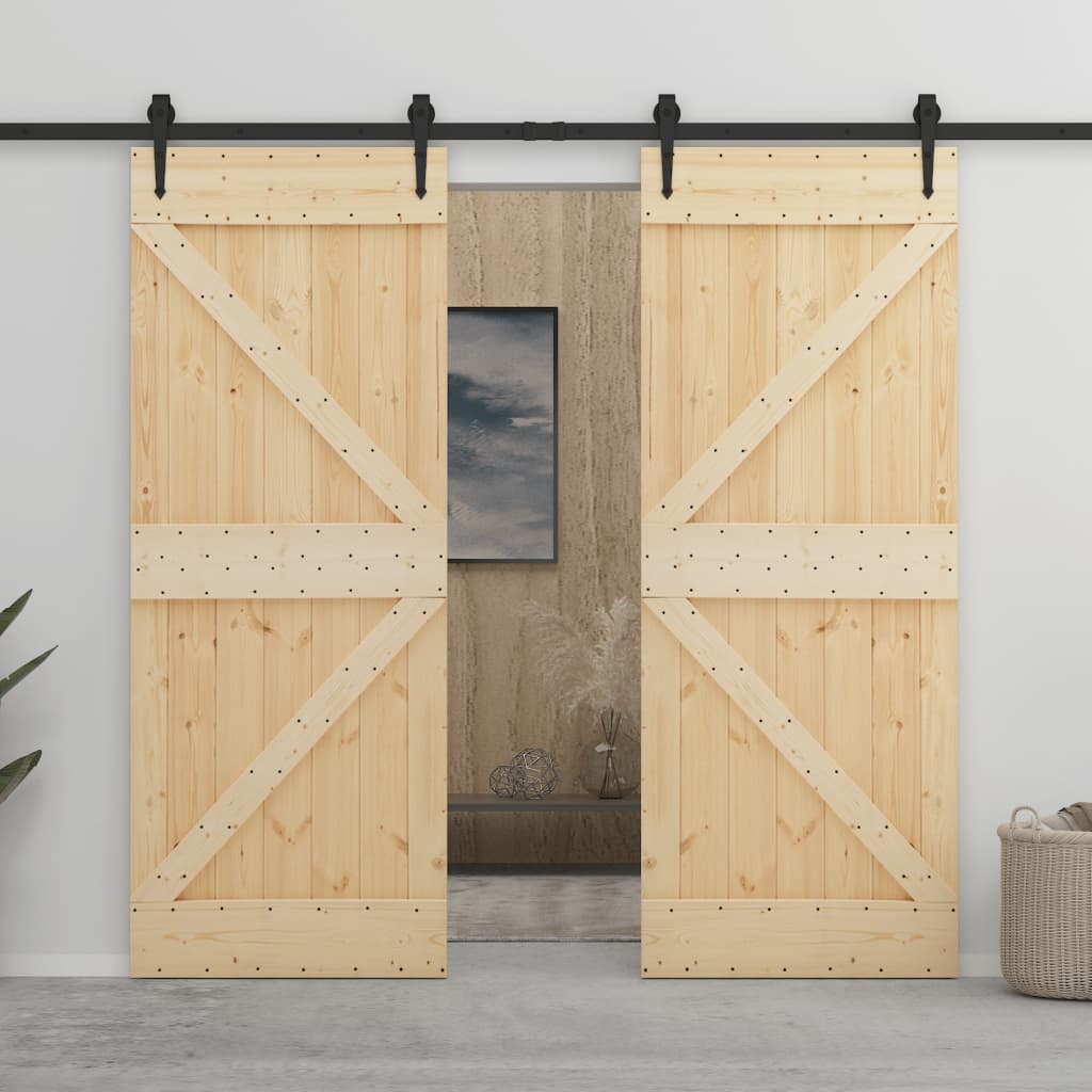 Liukuovi asennustarvikkeineen 90x210 cm täysi mänty - Sisustajankoti.fi