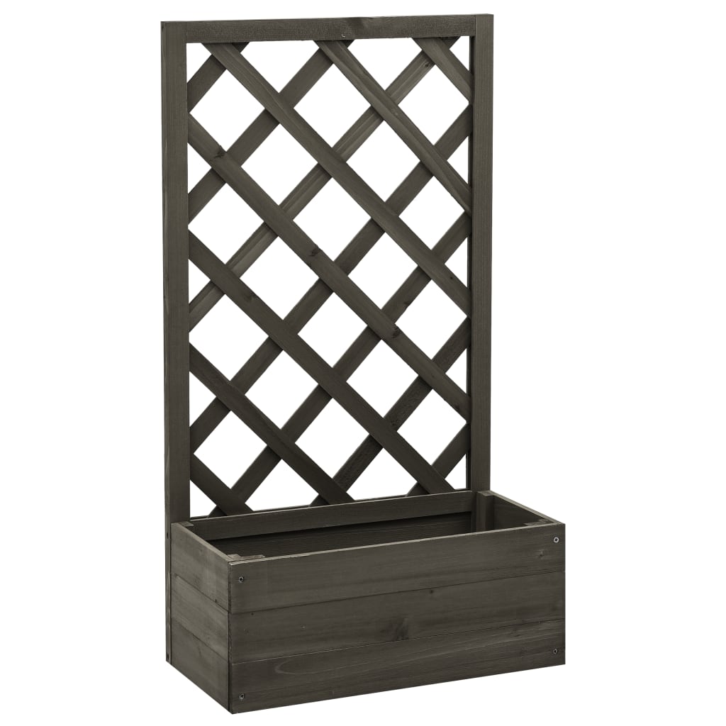 Kukkalaatikko säleiköllä harmaa 50x25x90 cm täysi kuusi - Sisustajankoti.fi