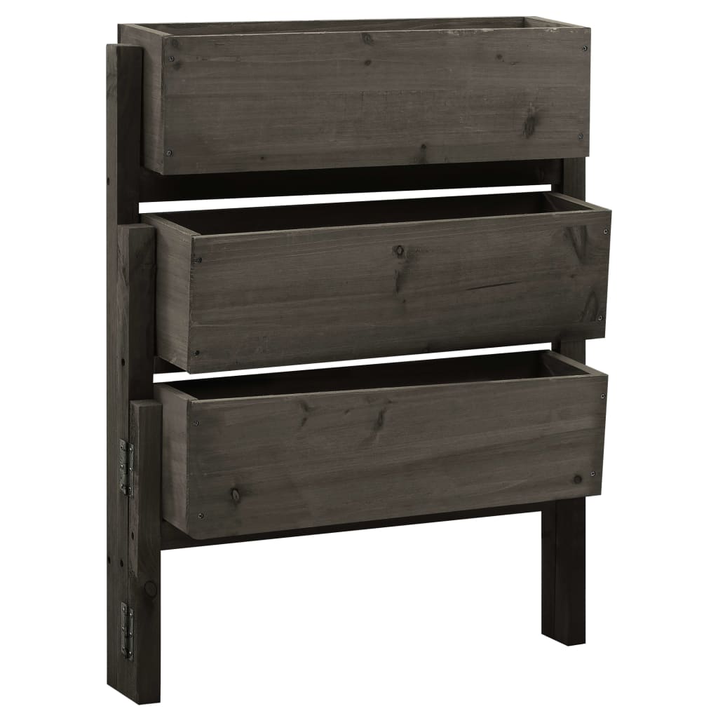 Taitettava kukkalaatikko harmaa 60x14x75 cm täysi kuusi - Sisustajankoti.fi