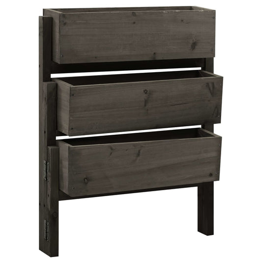 Taitettava kukkalaatikko harmaa 60x14x75 cm täysi kuusi - Sisustajankoti.fi
