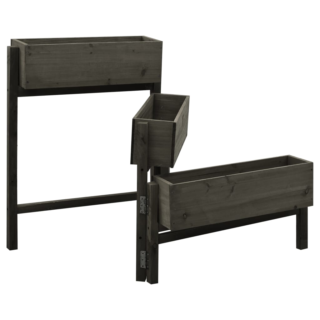 Taitettava kukkalaatikko harmaa 60x14x75 cm täysi kuusi - Sisustajankoti.fi