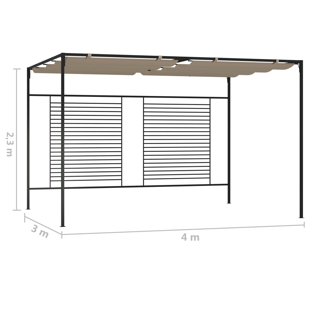 Huvimaja sisäänvedettävä katto 3x4x2,3m harmaanruskea 180 g/m² - Sisustajankoti.fi