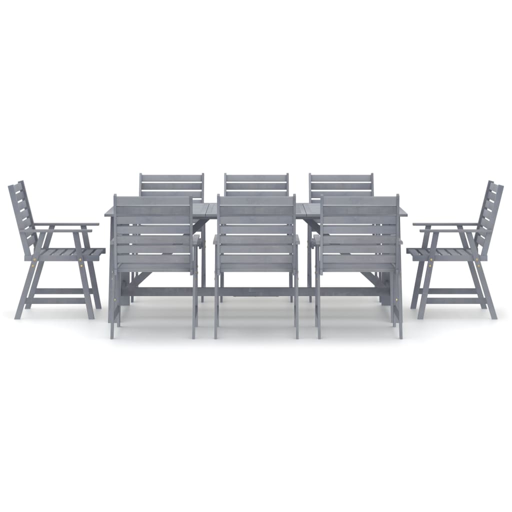 9-osainen Ulkoruokailuryhmä harmaa täysi akaasiapuu - Sisustajankoti.fi