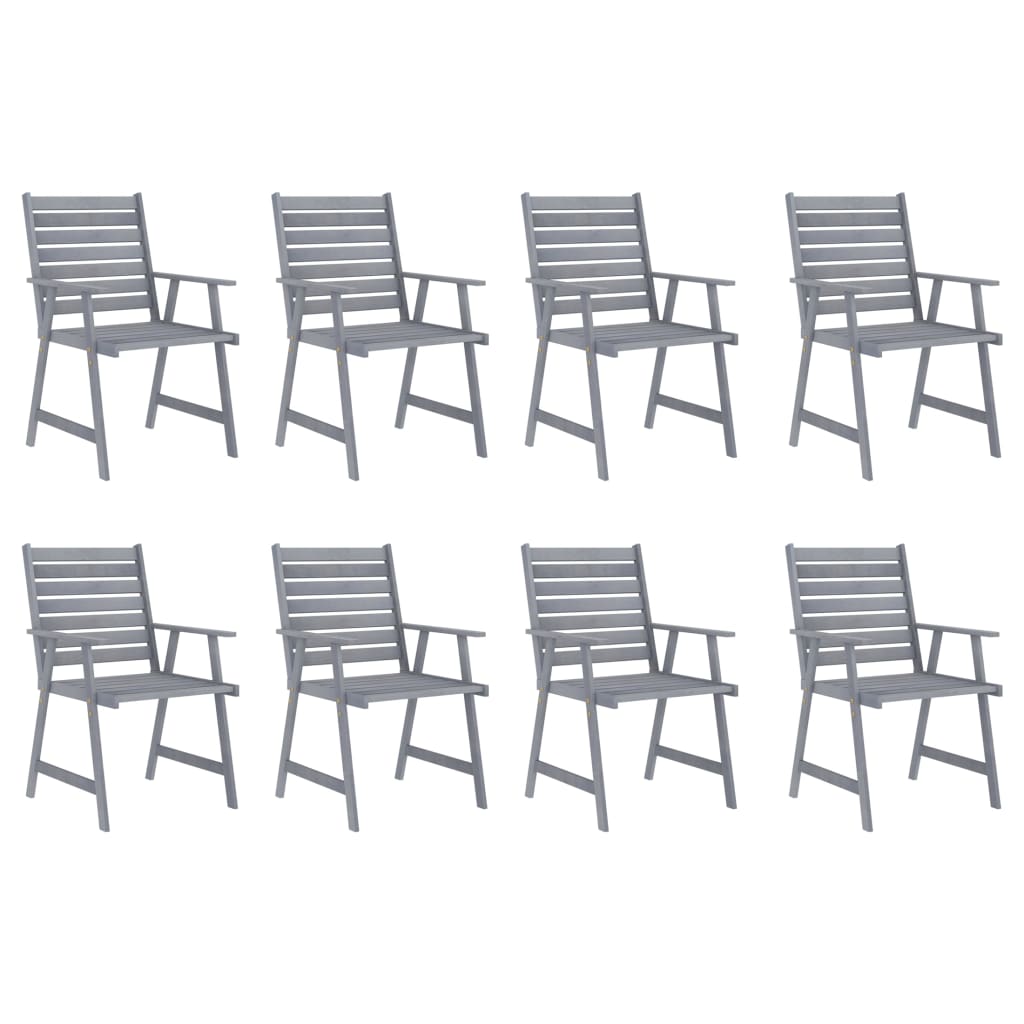 9-osainen Ulkoruokailuryhmä harmaa täysi akaasiapuu - Sisustajankoti.fi