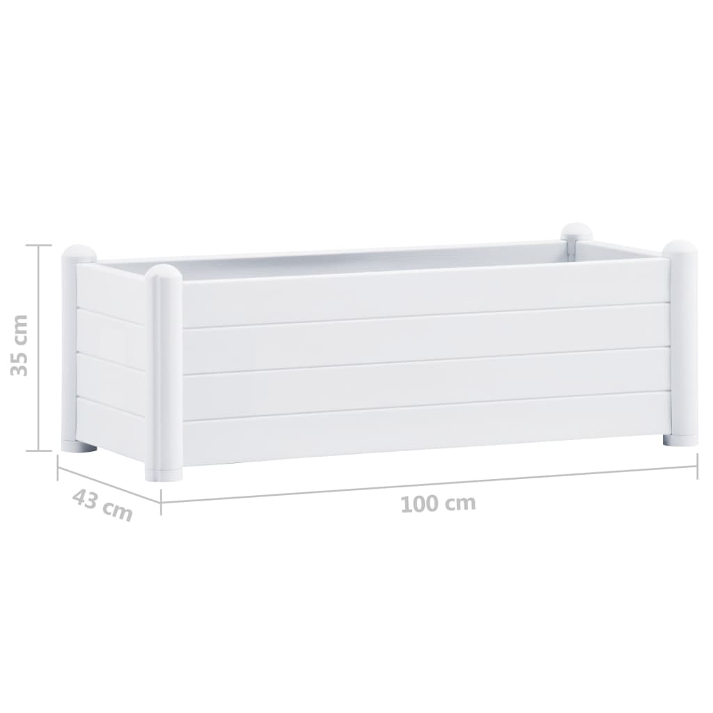 Korotettu kukkalaatikko PP valkoinen 100x43x35 cm - Sisustajankoti.fi