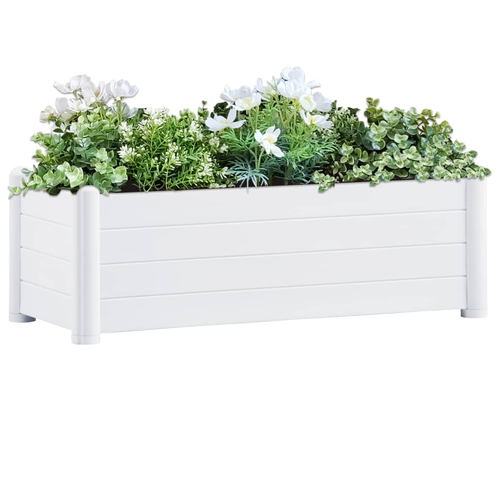 Korotettu kukkalaatikko PP valkoinen 100x43x35 cm - Sisustajankoti.fi
