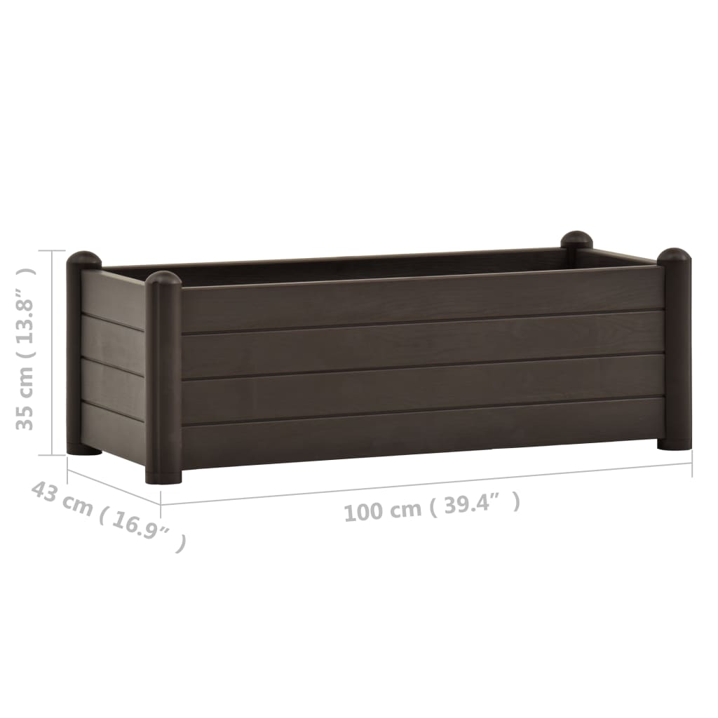 Korotettu kukkalaatikko PP mokka 100x43x35 cm - Sisustajankoti.fi