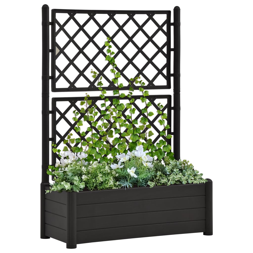 Kukkalaatikko säleiköllä 100x43x142 cm PP antrasiitti - Sisustajankoti.fi