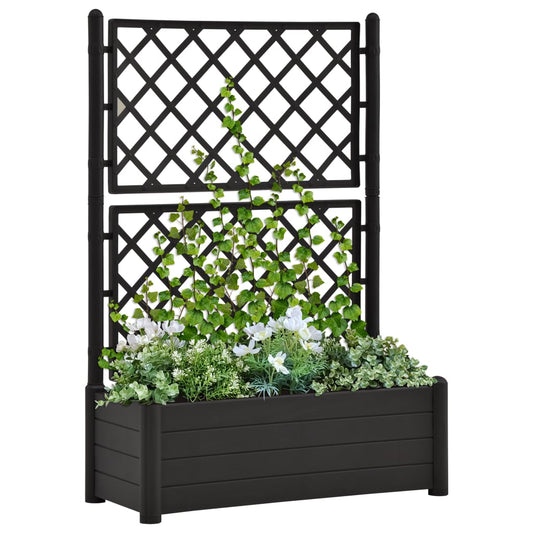 Kukkalaatikko säleiköllä 100x43x142 cm PP antrasiitti - Sisustajankoti.fi