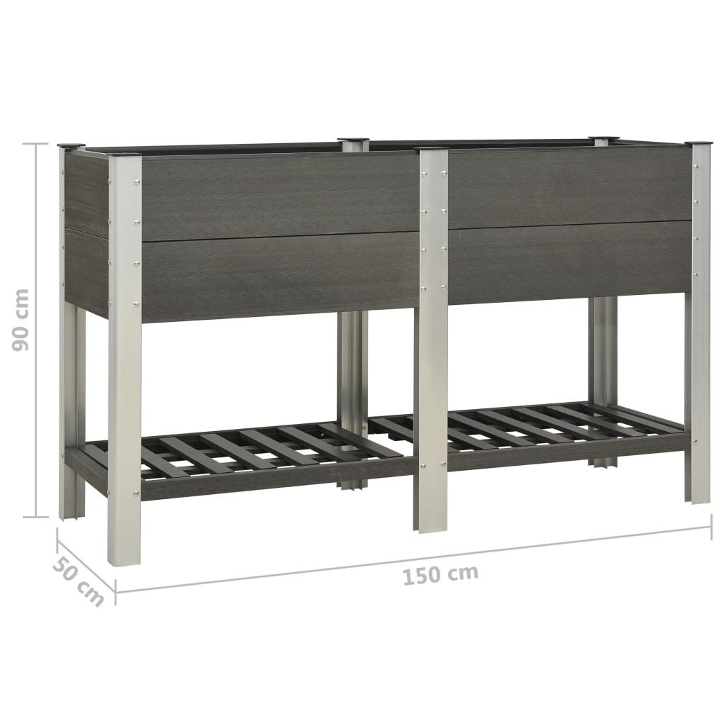 Puutarhan korotettu kukkalaatikko 150x50x90 cm WPC harmaa - Sisustajankoti.fi