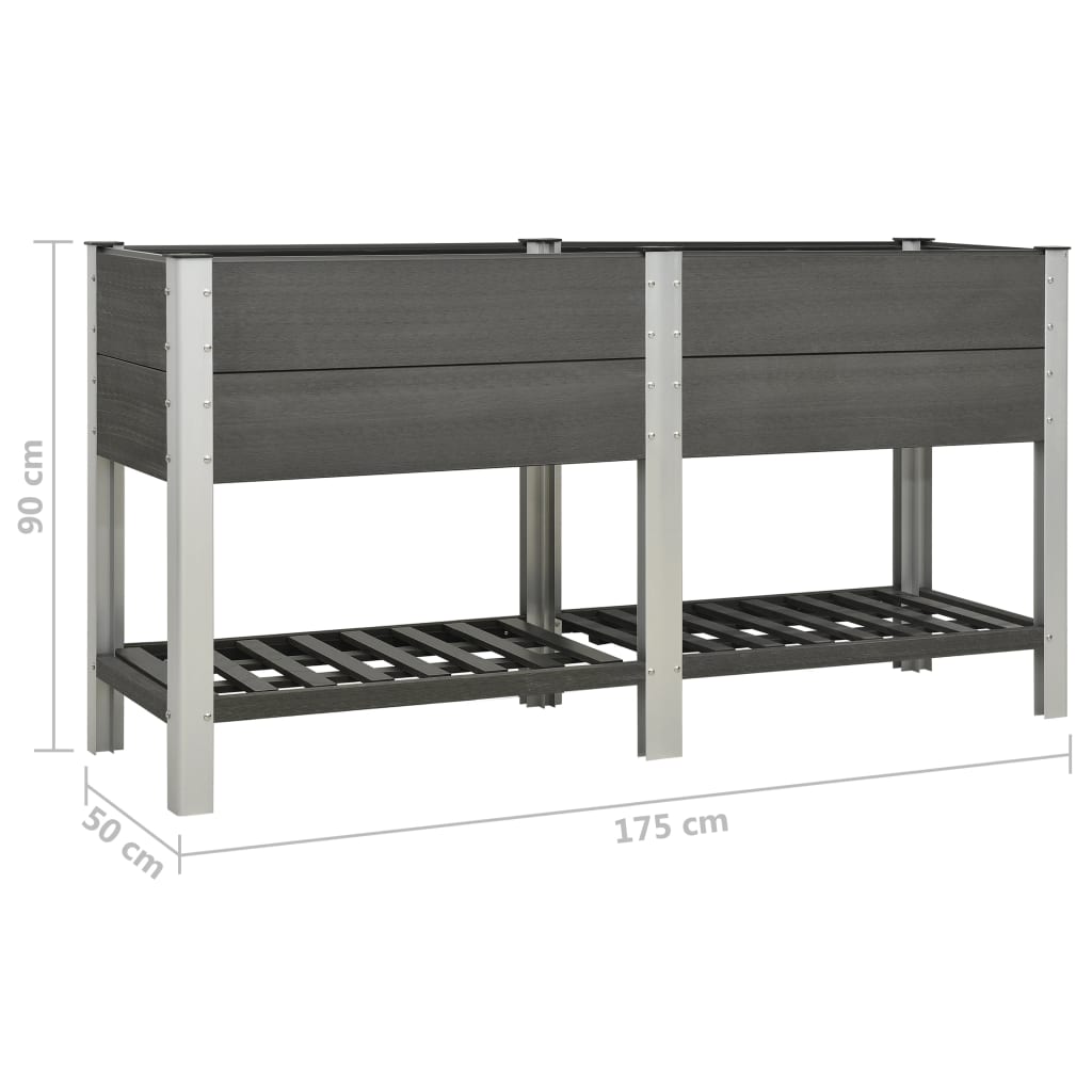 Puutarhan korotettu kukkalaatikko 175x50x90 cm WPC harmaa - Sisustajankoti.fi