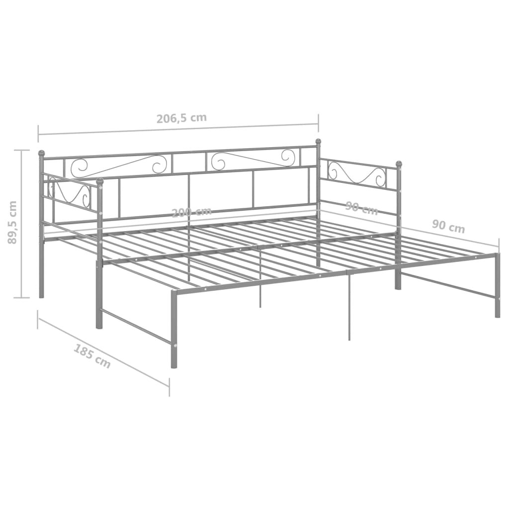 Vuodesohvan runko harmaa metalli 90x200 cm - Sisustajankoti.fi