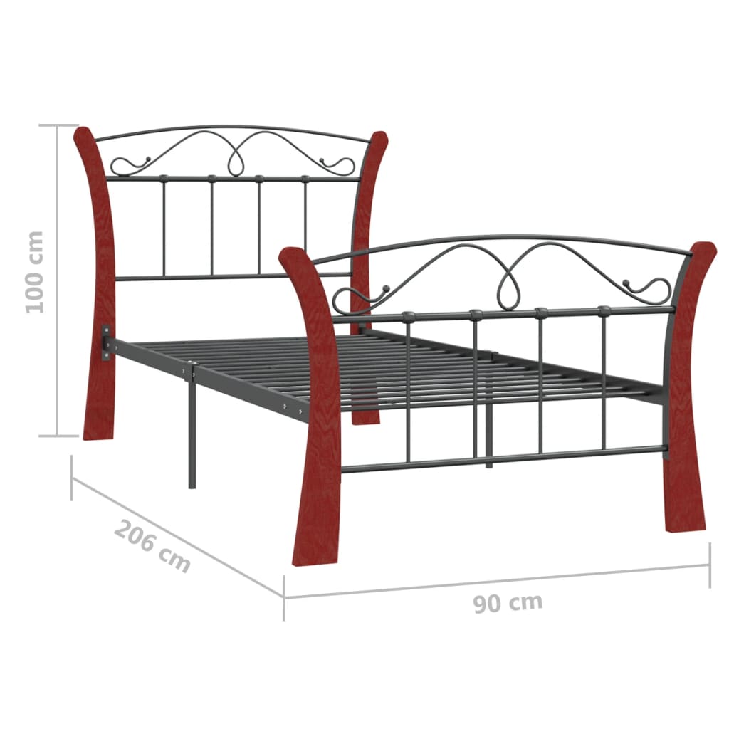 Sängynrunko musta metalli 90x200 cm - Sisustajankoti.fi
