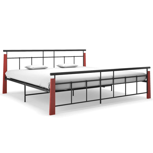 Sängynrunko metalli ja täysi tammi 200x200 cm - Sisustajankoti.fi