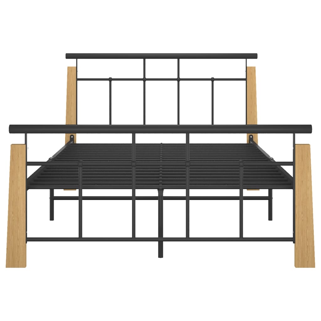 Sängynrunko metalli ja täysi tammi 120x200 cm - Sisustajankoti.fi