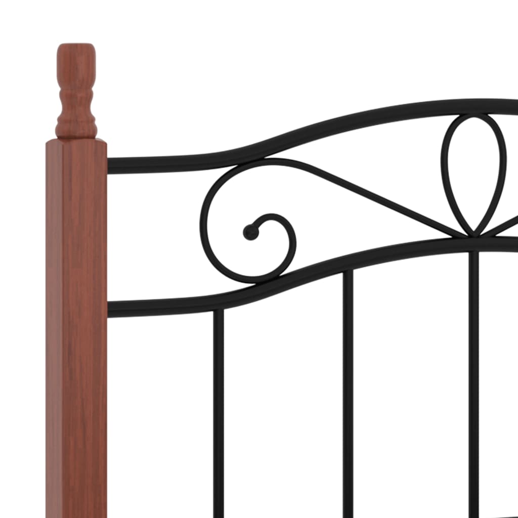 Sängynrunko musta metalli ja täysi tammi 90x200 cm - Sisustajankoti.fi