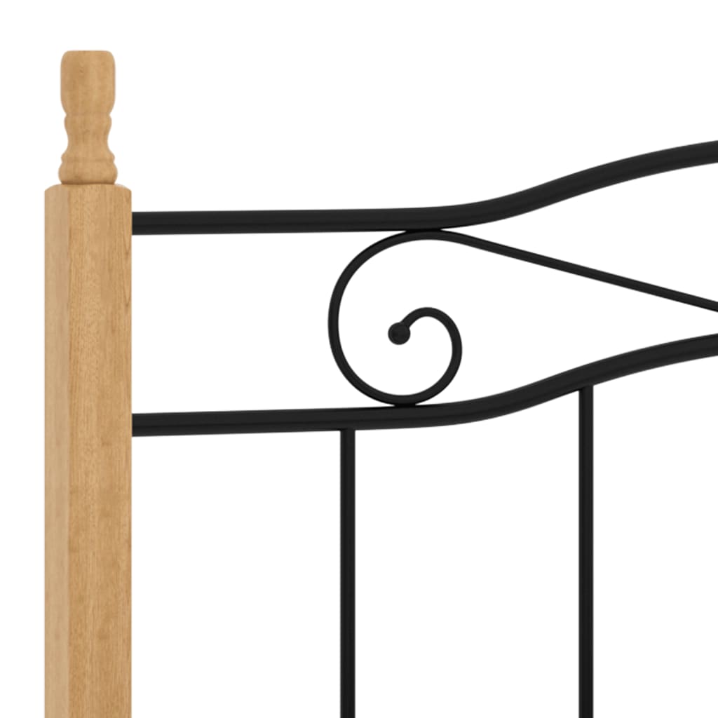 Sängynrunko musta metalli ja täysi tammi 120x200 cm - Sisustajankoti.fi