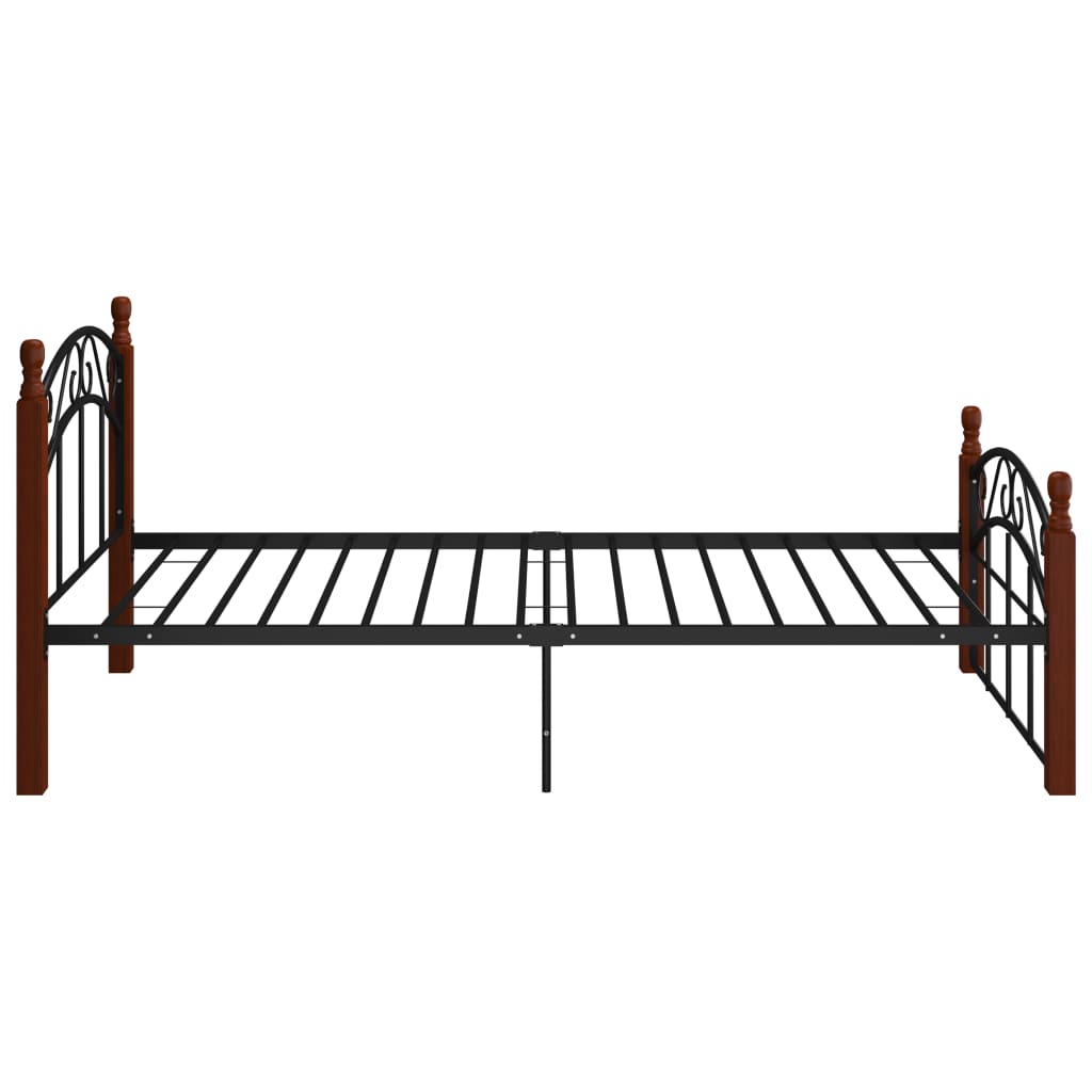 Sängynrunko musta metalli ja täysi tammi 90x200 cm - Sisustajankoti.fi