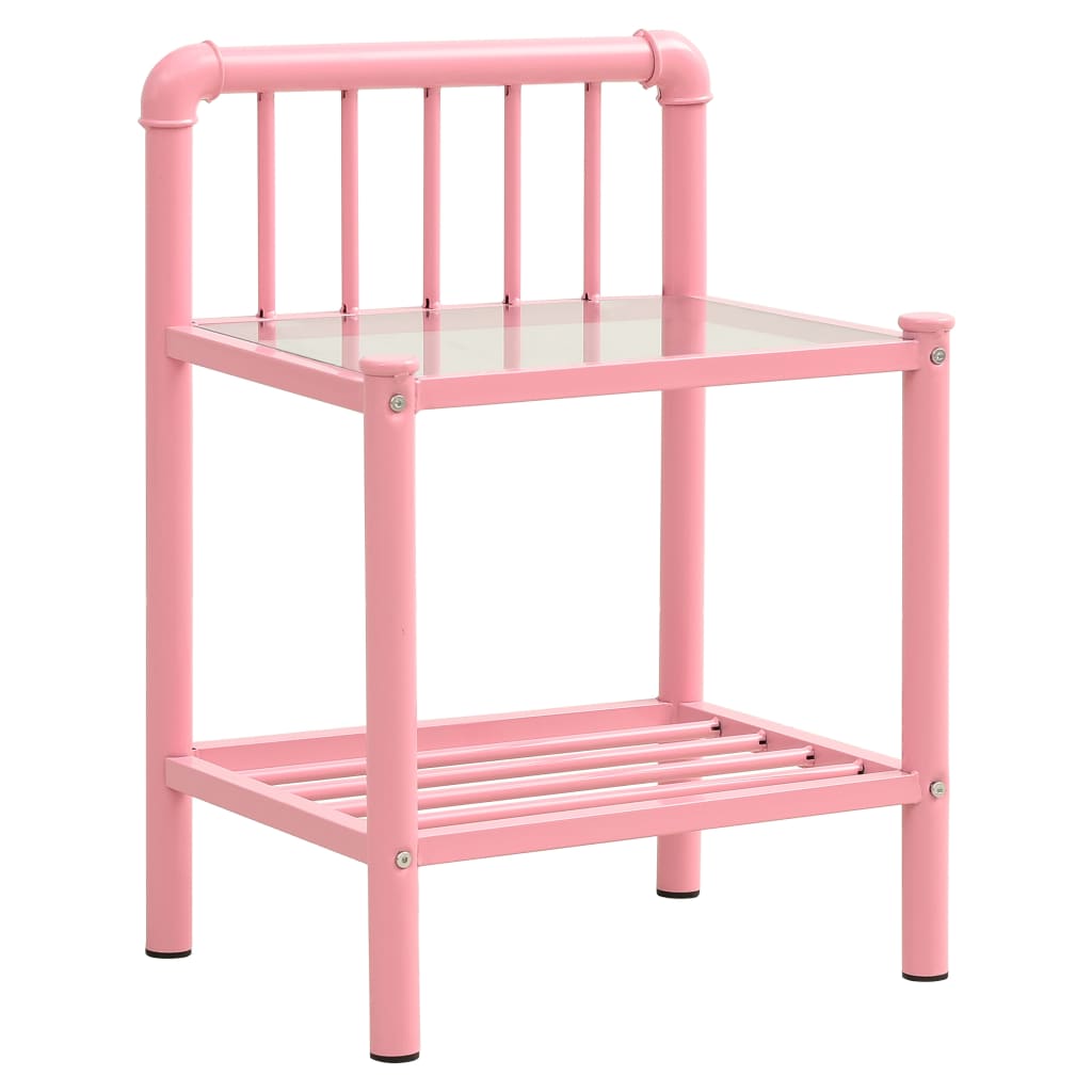 Yöpöytä pinkki/läpinäkyvä 45x34,5x62,5 cm metalli ja lasi - Sisustajankoti.fi