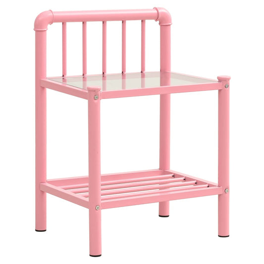 Yöpöytä pinkki/läpinäkyvä 45x34,5x62,5 cm metalli ja lasi - Sisustajankoti.fi