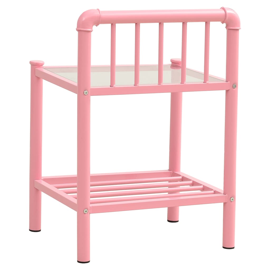 Yöpöytä pinkki/läpinäkyvä 45x34,5x62,5 cm metalli ja lasi - Sisustajankoti.fi