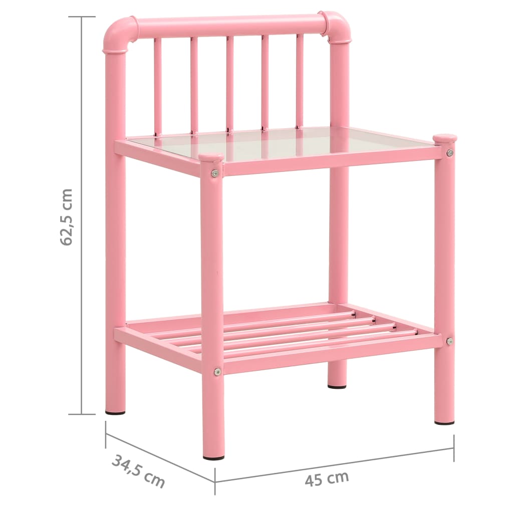Yöpöytä pinkki/läpinäkyvä 45x34,5x62,5 cm metalli ja lasi - Sisustajankoti.fi