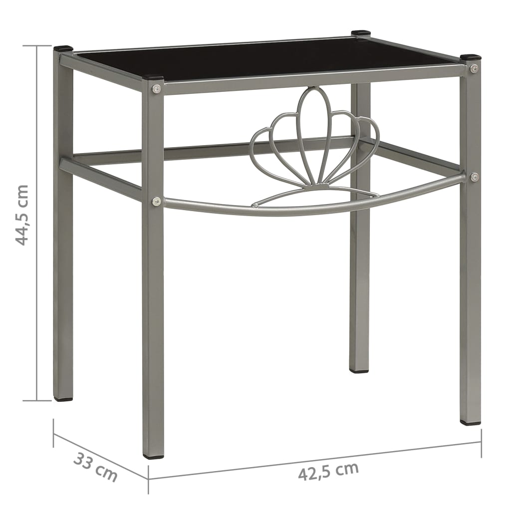 Yöpöytä harmaa ja musta 42,5x33x44,5 cm metalli ja lasi - Sisustajankoti.fi