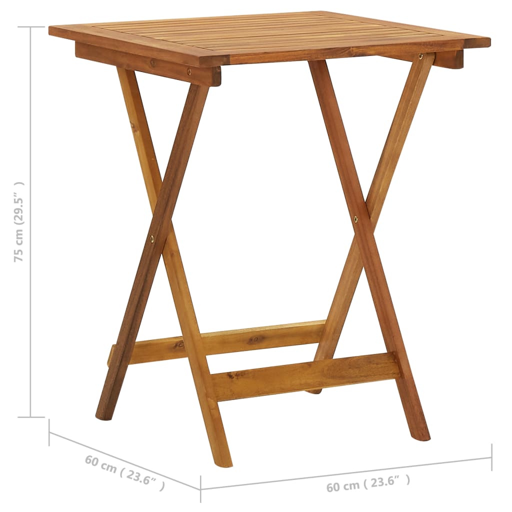 Kokoontaitettava puutarhapöytä 60x60x75 cm täysi akaasiapuu - Sisustajankoti.fi