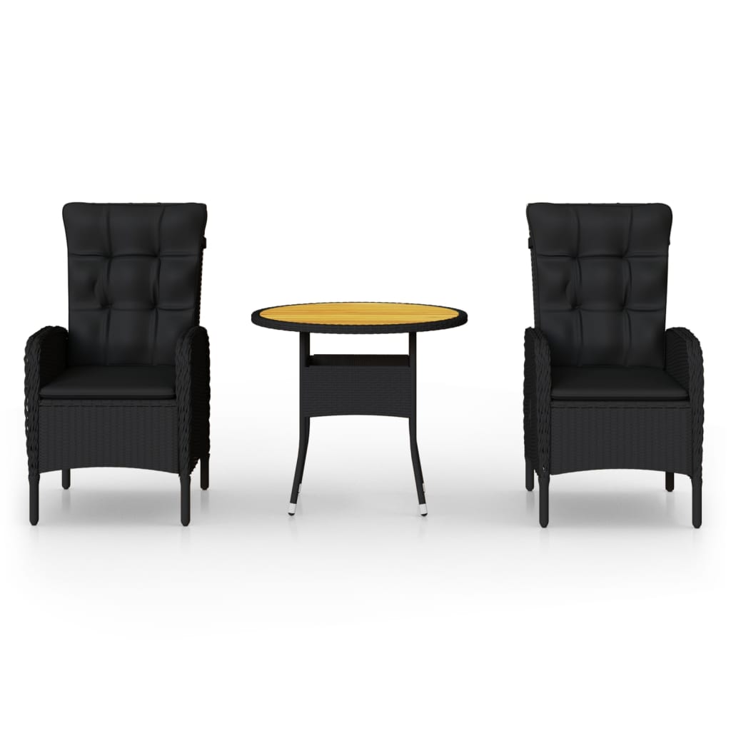 3-osainen Bistrosarja polyrottinki musta - Sisustajankoti.fi