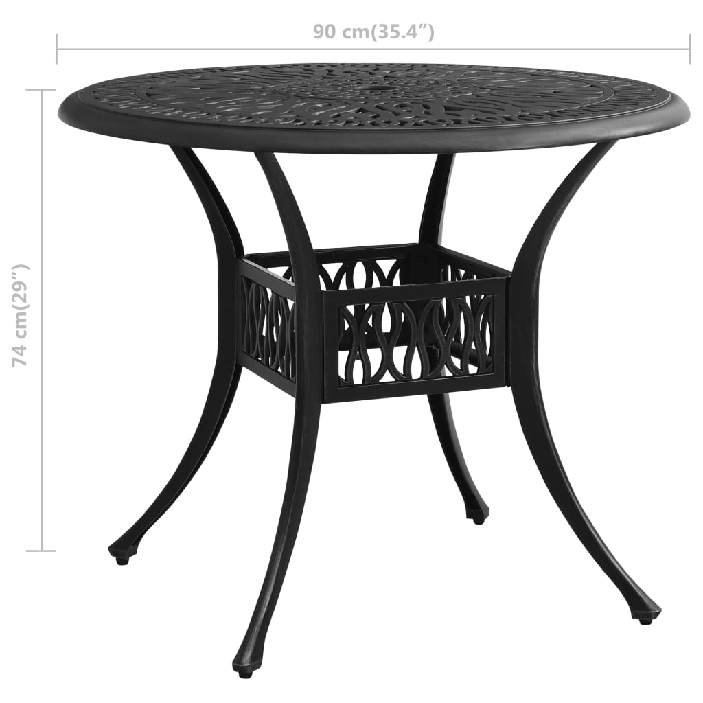 Puutarhapöytä musta 90x90x74 cm valualumiini - Sisustajankoti.fi