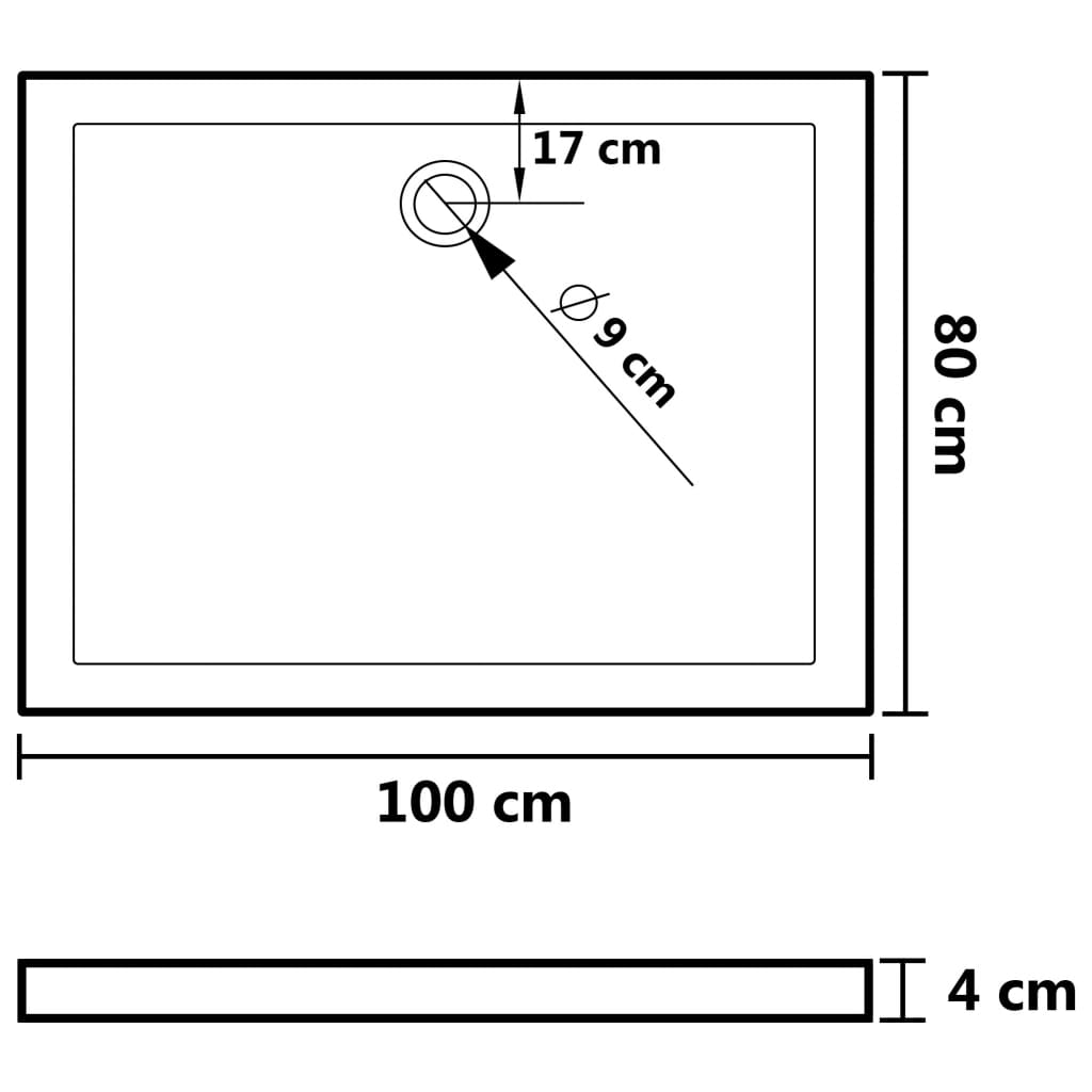 Suihkualusta valkoinen 80x100x4 cm ABS - Sisustajankoti.fi