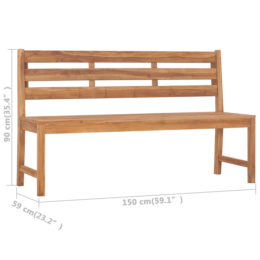 Puutarhapenkki 150 cm täysi tiikki - Sisustajankoti.fi
