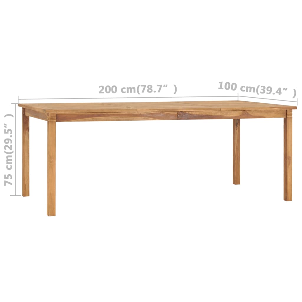Puutarhan ruokapöytä 200x100x75 cm täysi tiikki - Sisustajankoti.fi