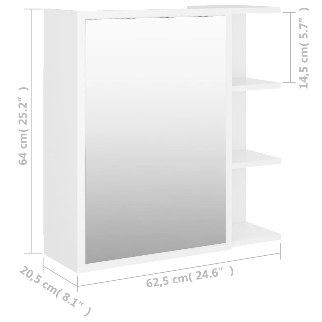 Kylpyhuoneen peilikaappi valkoinen 62,5x20,5x64 cm - Sisustajankoti.fi