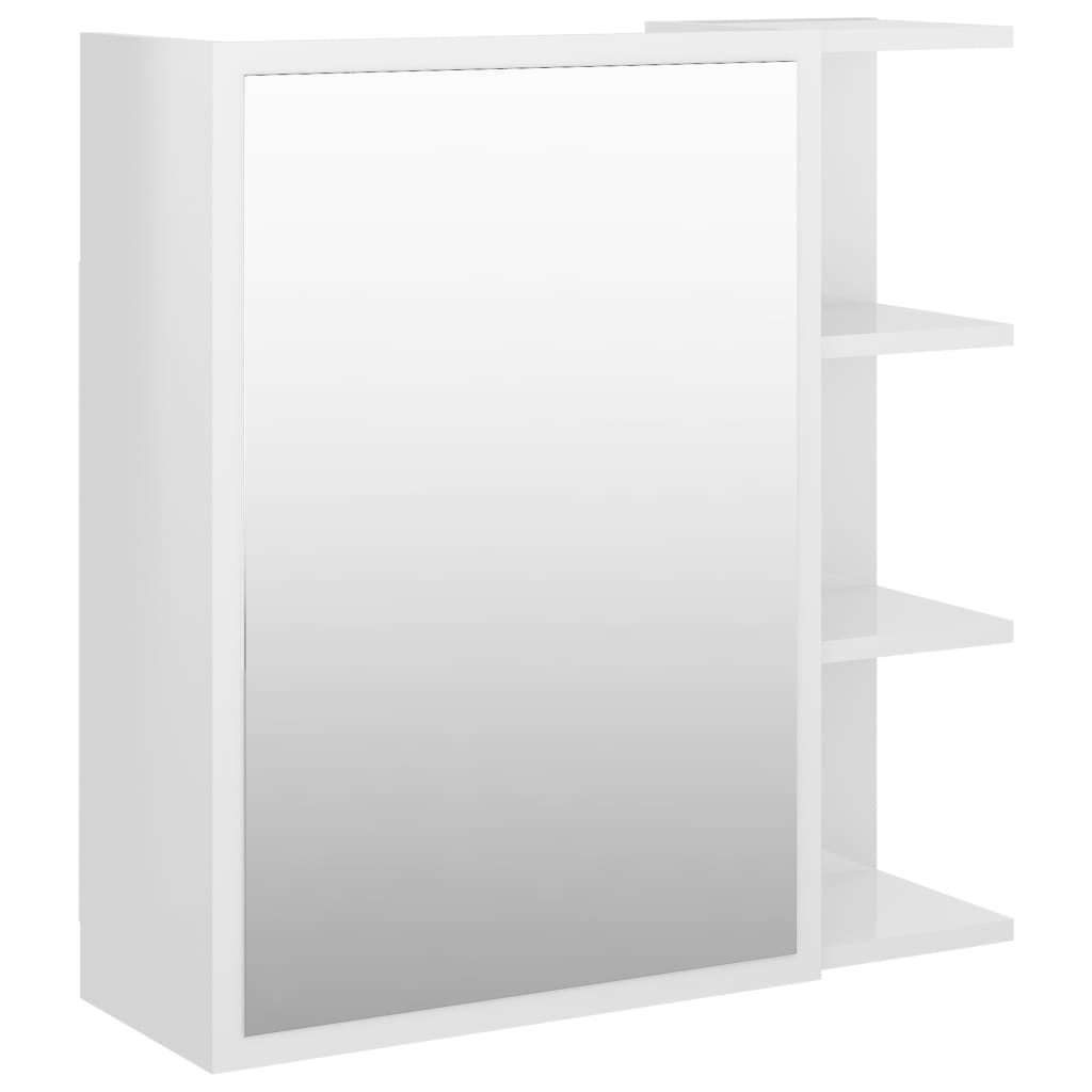 Kylpyhuoneen peilikaappi korkeakiiltovalkoinen 62,5x20,5x64 cm - Sisustajankoti.fi