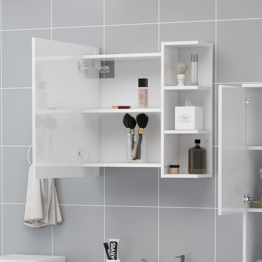 Kylpyhuoneen peilikaappi korkeakiiltovalkoinen 62,5x20,5x64 cm - Sisustajankoti.fi