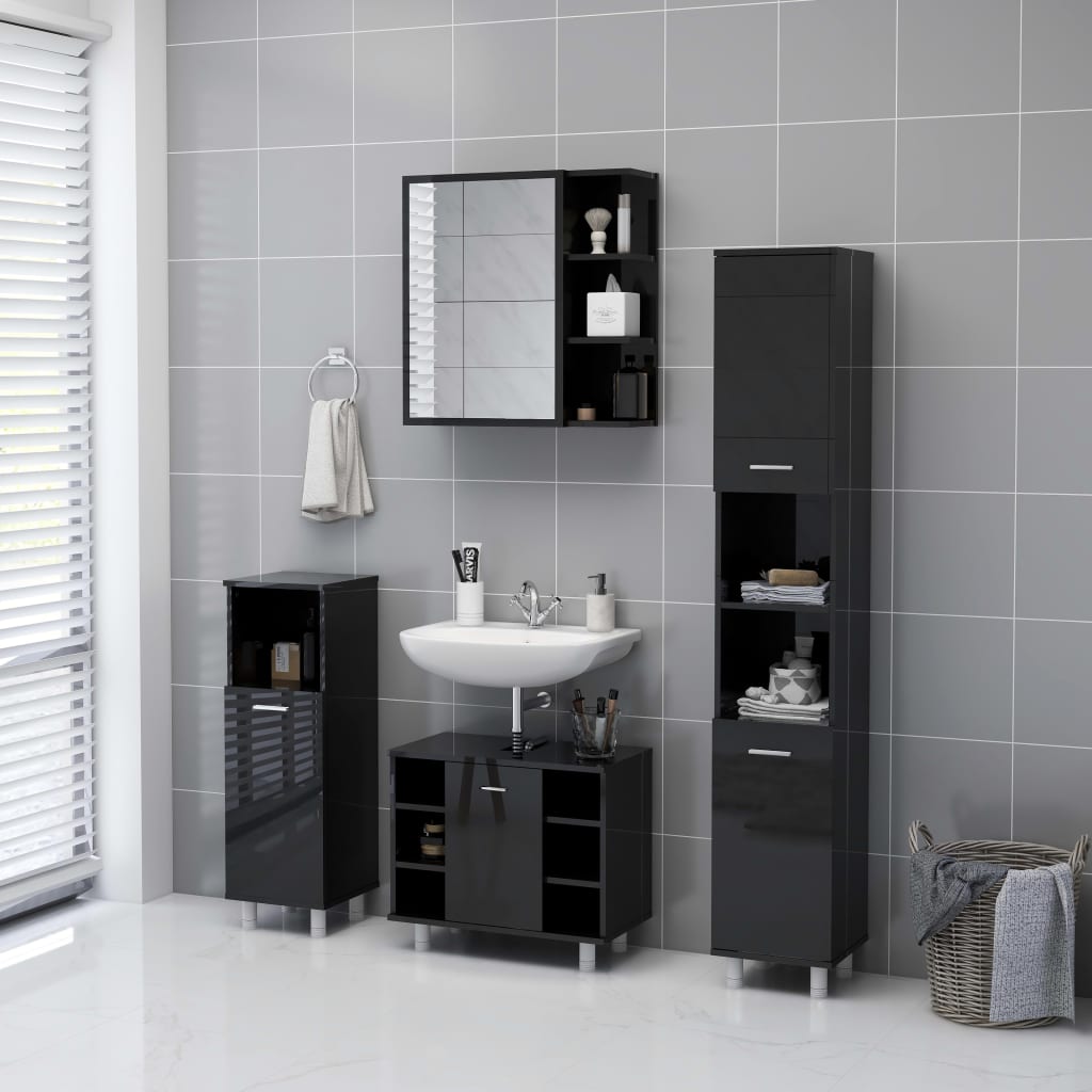 Kylpyhuoneen peilikaappi kk-musta 62,5x20,5x64 cm - Sisustajankoti.fi