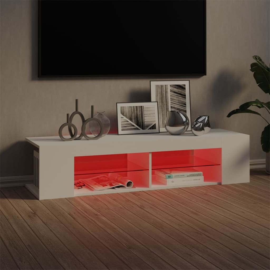 TV-taso LED-valoilla valkoinen 135x39x30 cm - Sisustajankoti.fi