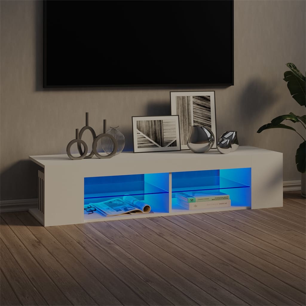 TV-taso LED-valoilla valkoinen 135x39x30 cm - Sisustajankoti.fi