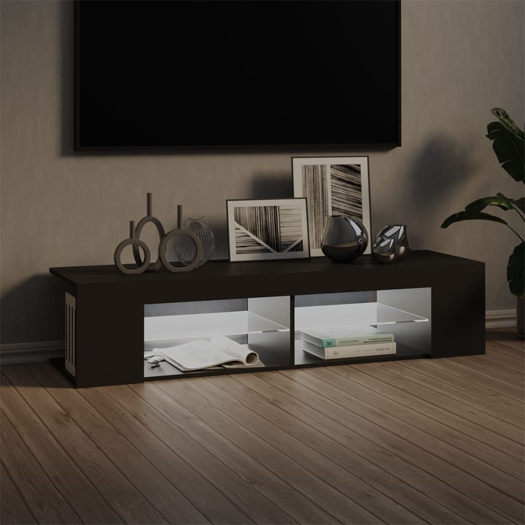 TV-taso LED-valoilla harmaa 135x39x30 cm - Sisustajankoti.fi