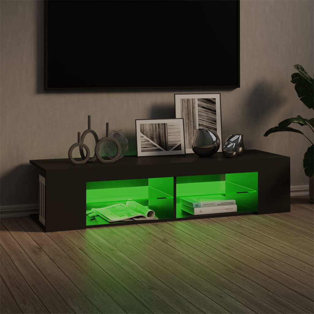 TV-taso LED-valoilla harmaa 135x39x30 cm - Sisustajankoti.fi