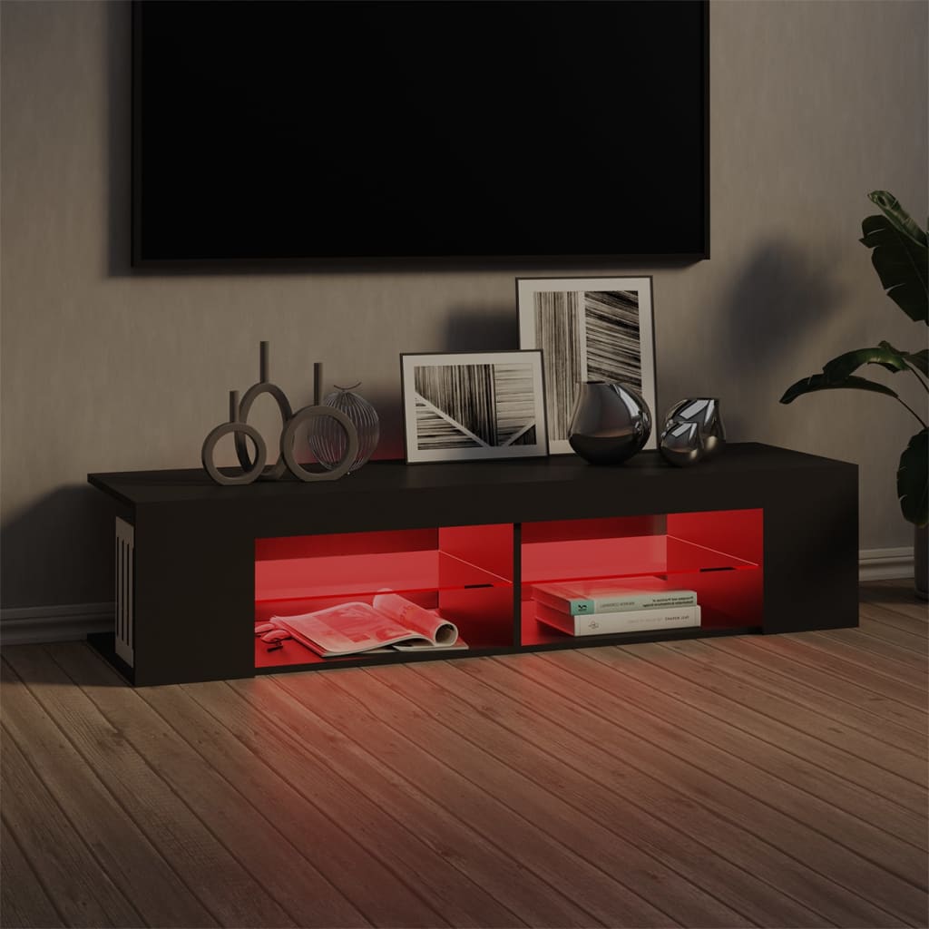 TV-taso LED-valoilla harmaa 135x39x30 cm - Sisustajankoti.fi