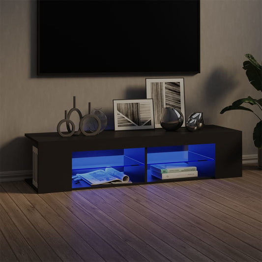 TV-taso LED-valoilla harmaa 135x39x30 cm - Sisustajankoti.fi