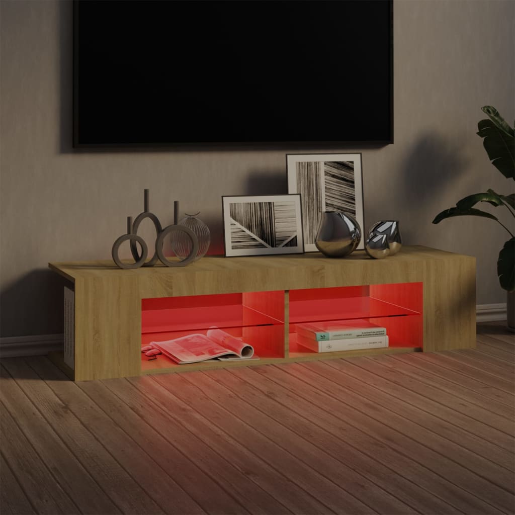 TV-taso LED-valoilla Sonoma-tammi 135x39x30 cm - Sisustajankoti.fi