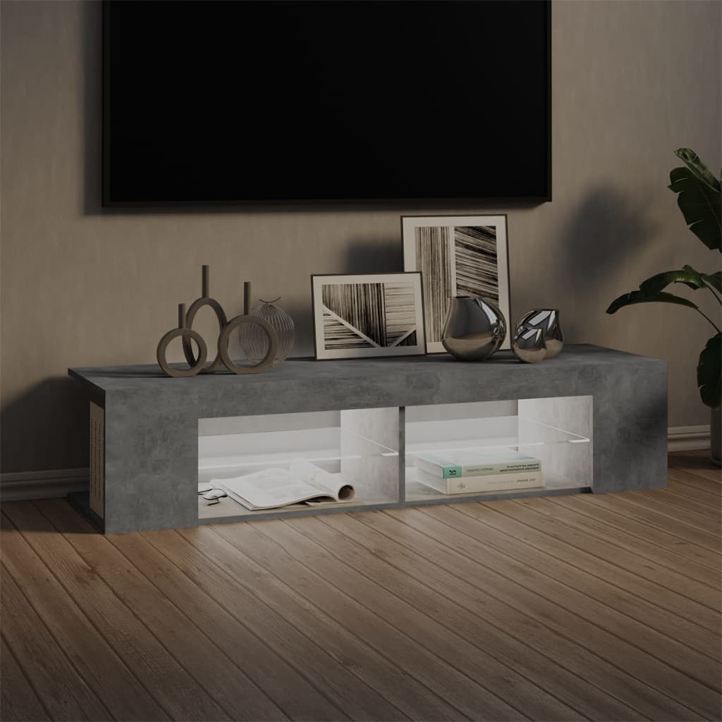 TV-taso LED-valoilla betoninharmaa 135x39x30 cm - Sisustajankoti.fi
