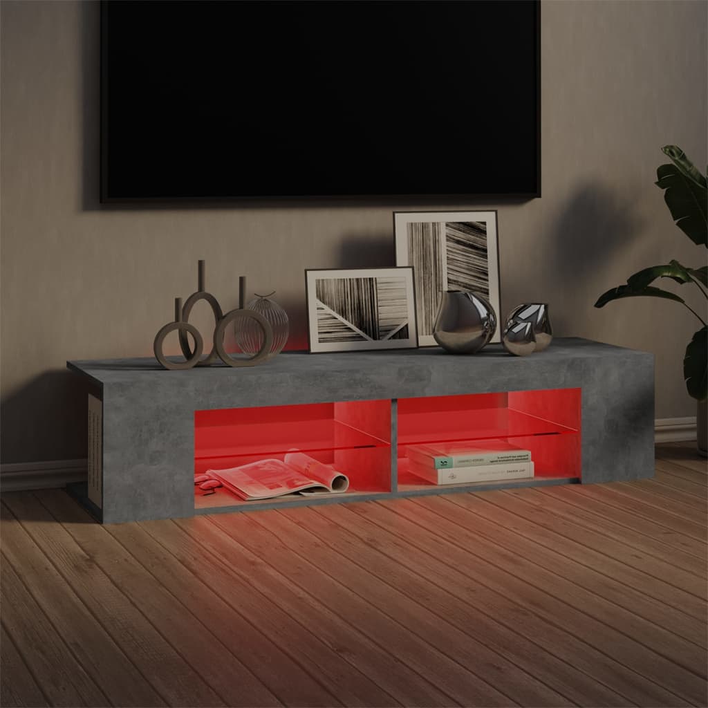 TV-taso LED-valoilla betoninharmaa 135x39x30 cm - Sisustajankoti.fi