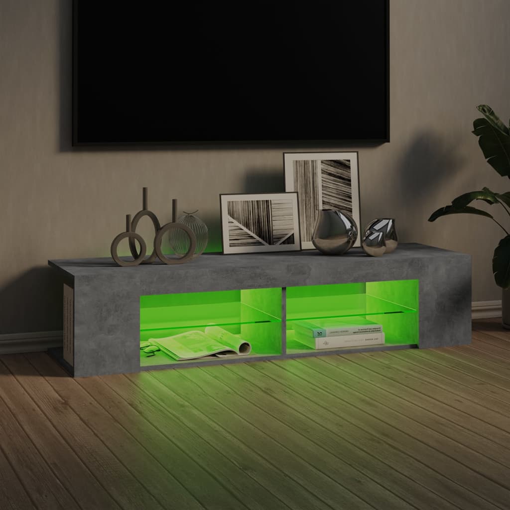 TV-taso LED-valoilla betoninharmaa 135x39x30 cm - Sisustajankoti.fi